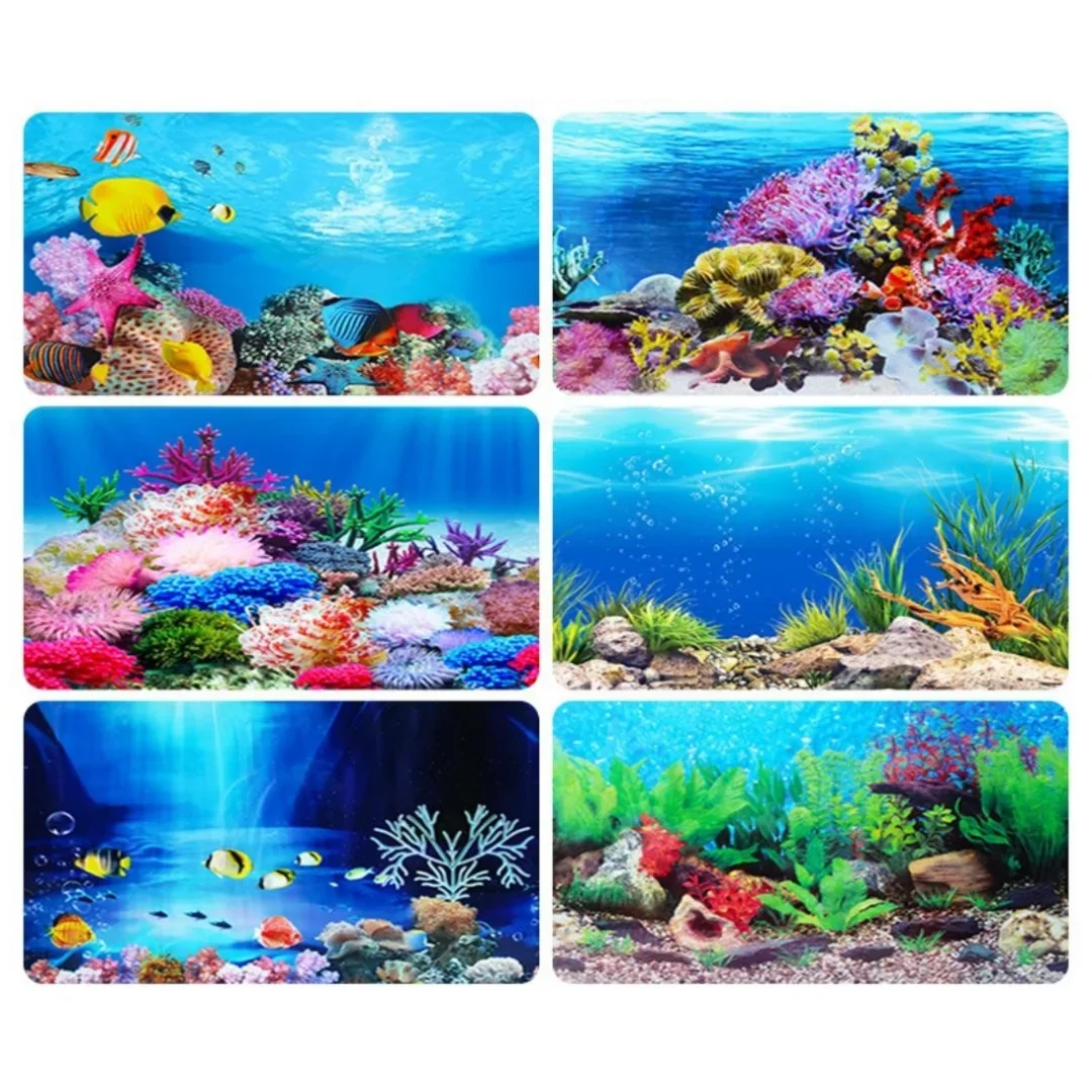 Background Aquarium 3D Sticker - Aquarium Fish Cartoon ulasan dan harga