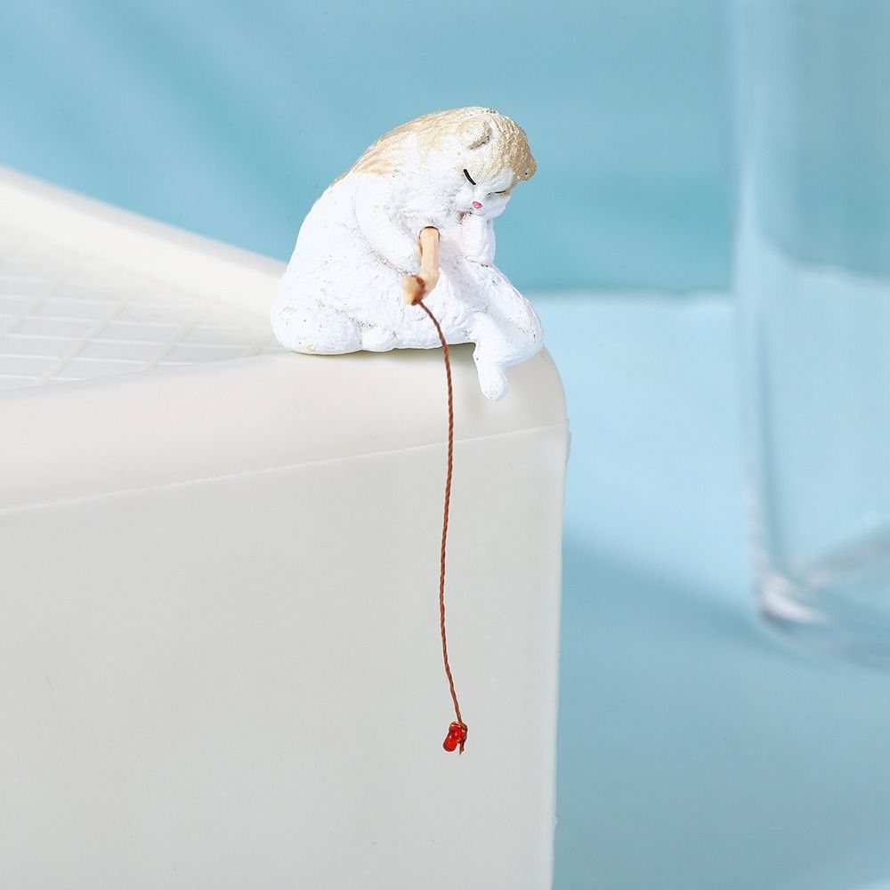 Miniature Fishing Cat Ornament - Aquarium Fish Cartoon ulasan dan harga