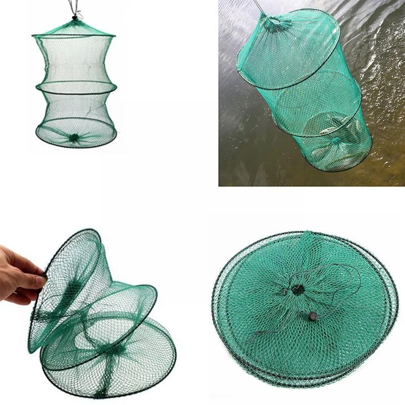 Folding Round Nylon Mesh Metal - Aquarium Fish Trap ulasan dan harga